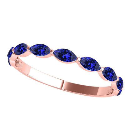 Elegant 0.75 Carat Marquise Tanzanite Gemstone Wedding Band: Prong Set, 10K Rose, White & Yellow Gold, Perfect for Women