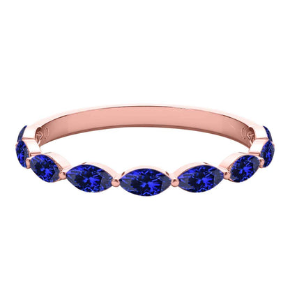 Elegant 0.75 Carat Marquise Tanzanite Gemstone Wedding Band: Prong Set, 10K Rose, White & Yellow Gold, Perfect for Women