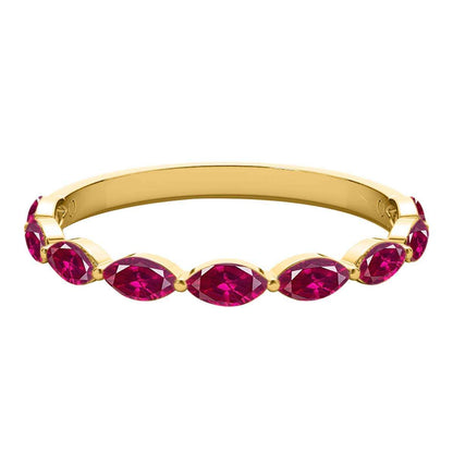 Elegant 0.75 Carat Marquise Ruby Gemstone Wedding Band: Prong Set, 10K Rose, White & Yellow Gold, Perfect for Women