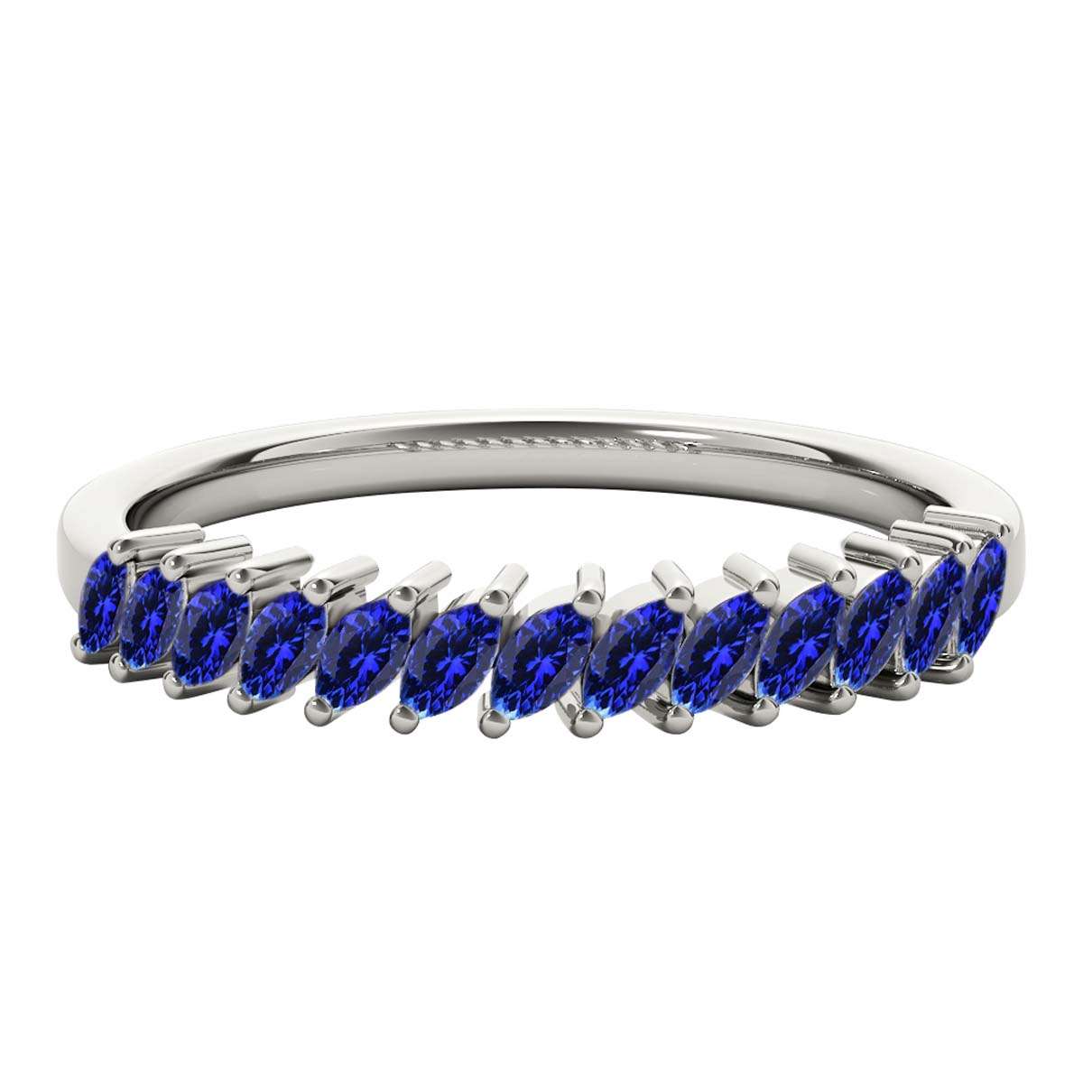 Elegant 0.65 Carat Marquise Tanzanite Gemstone Wedding Band: Prong Set, 10K Rose, White & Yellow Gold, Perfect for Women