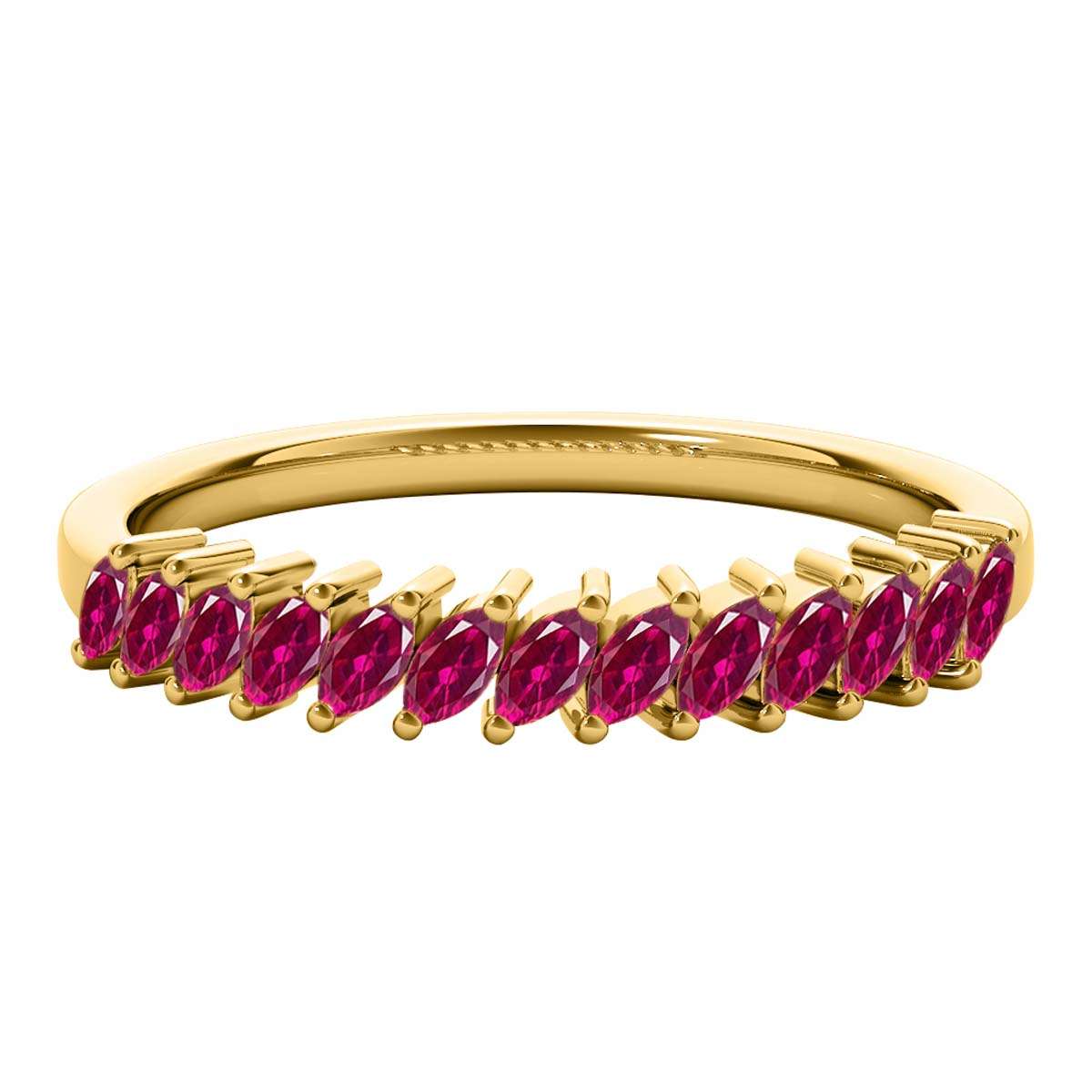 Elegant 0.65 Carat Marquise Ruby Gemstone Wedding Band: Prong Set, 10K Rose, White & Yellow Gold, Perfect for Women