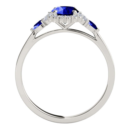 1.1 Carat Prong Set Natural Diamond & Oval/Pier Shape Tanzanite Gemstone Ring In 10K Rose White & Yellow Gold