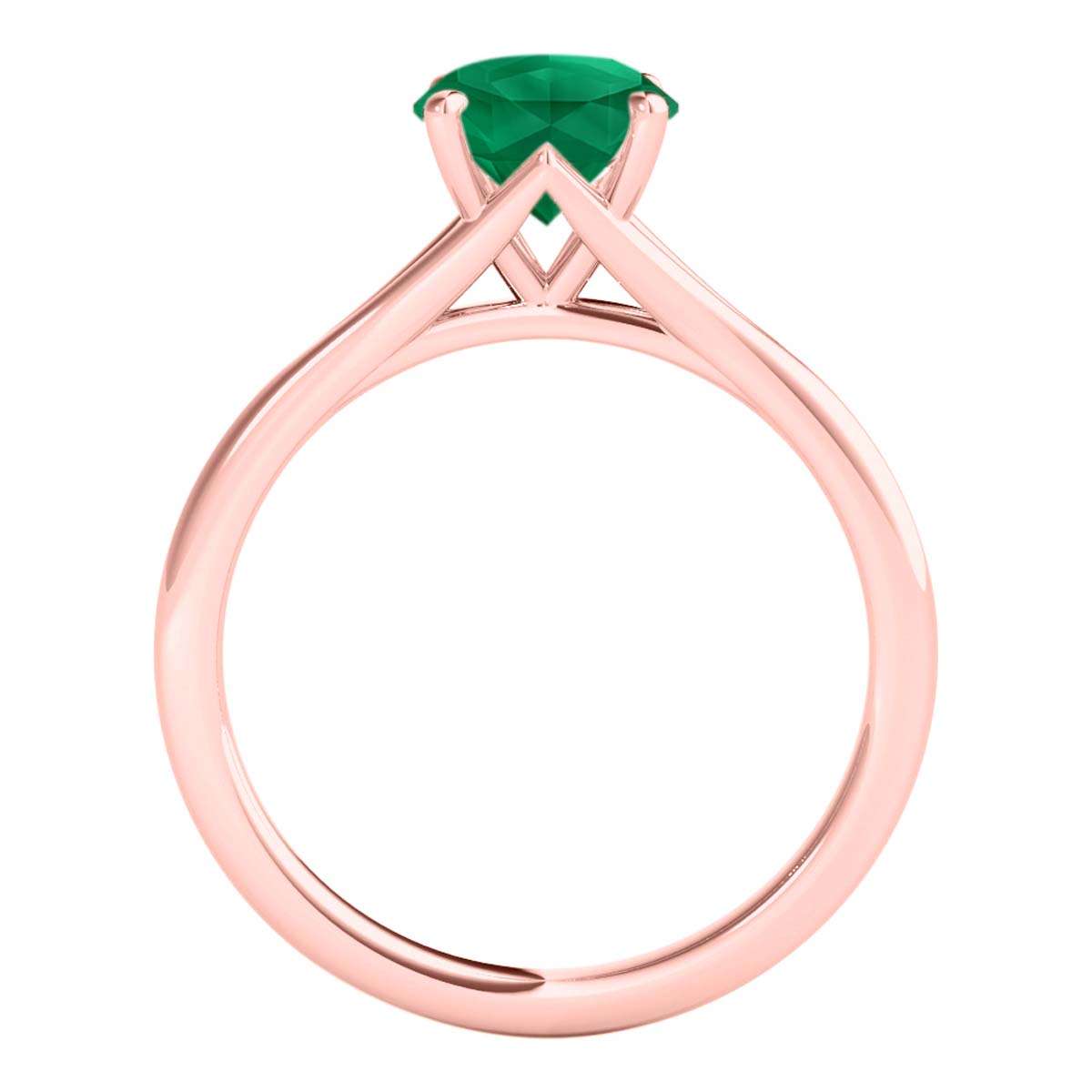 Mauli Jewels 1.00 Carat Round Shape Emerald Gemstone Prong Set Ring in 10K Rose, White, and Yellow Gold