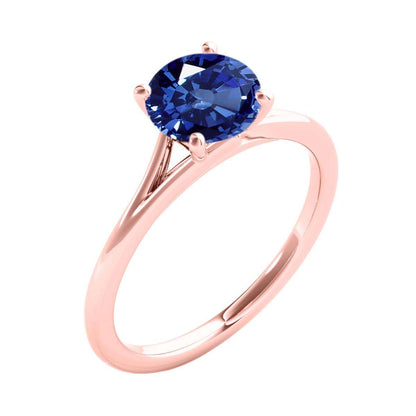 Mauli Jewels 1.00 Carat Round Shape Sapphire Gemstone Prong Set Ring in 10K Rose, White, and Yellow Gold