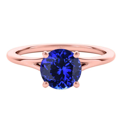 Mauli Jewels 1.00 Carat Round Shape Tanzanite Gemstone Prong Set Ring in 10K Rose, White, and Yellow Gold