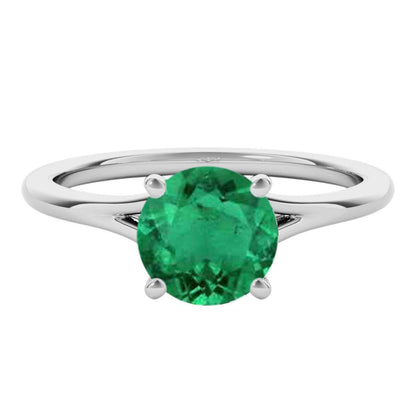 Mauli Jewels 1.00 Carat Round Shape Emerald Gemstone Prong Set Ring in 10K Rose, White, and Yellow Gold