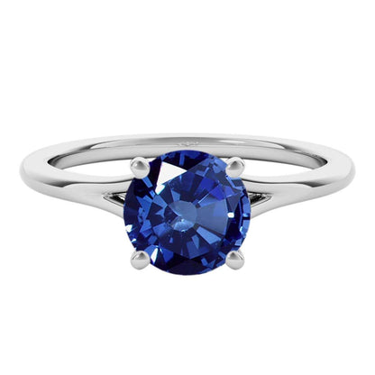 Mauli Jewels 1.00 Carat Round Shape Sapphire Gemstone Prong Set Ring in 10K Rose, White, and Yellow Gold