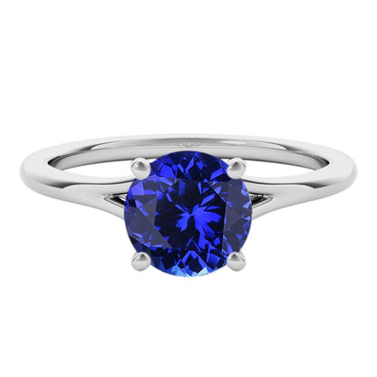 Mauli Jewels 1.00 Carat Round Shape Tanzanite Gemstone Prong Set Ring in 10K Rose, White, and Yellow Gold