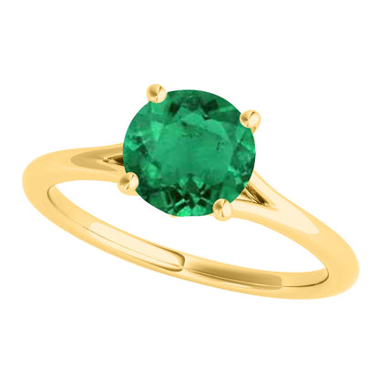 Mauli Jewels 1.00 Carat Round Shape Emerald Gemstone Prong Set Ring in 10K Rose, White, and Yellow Gold