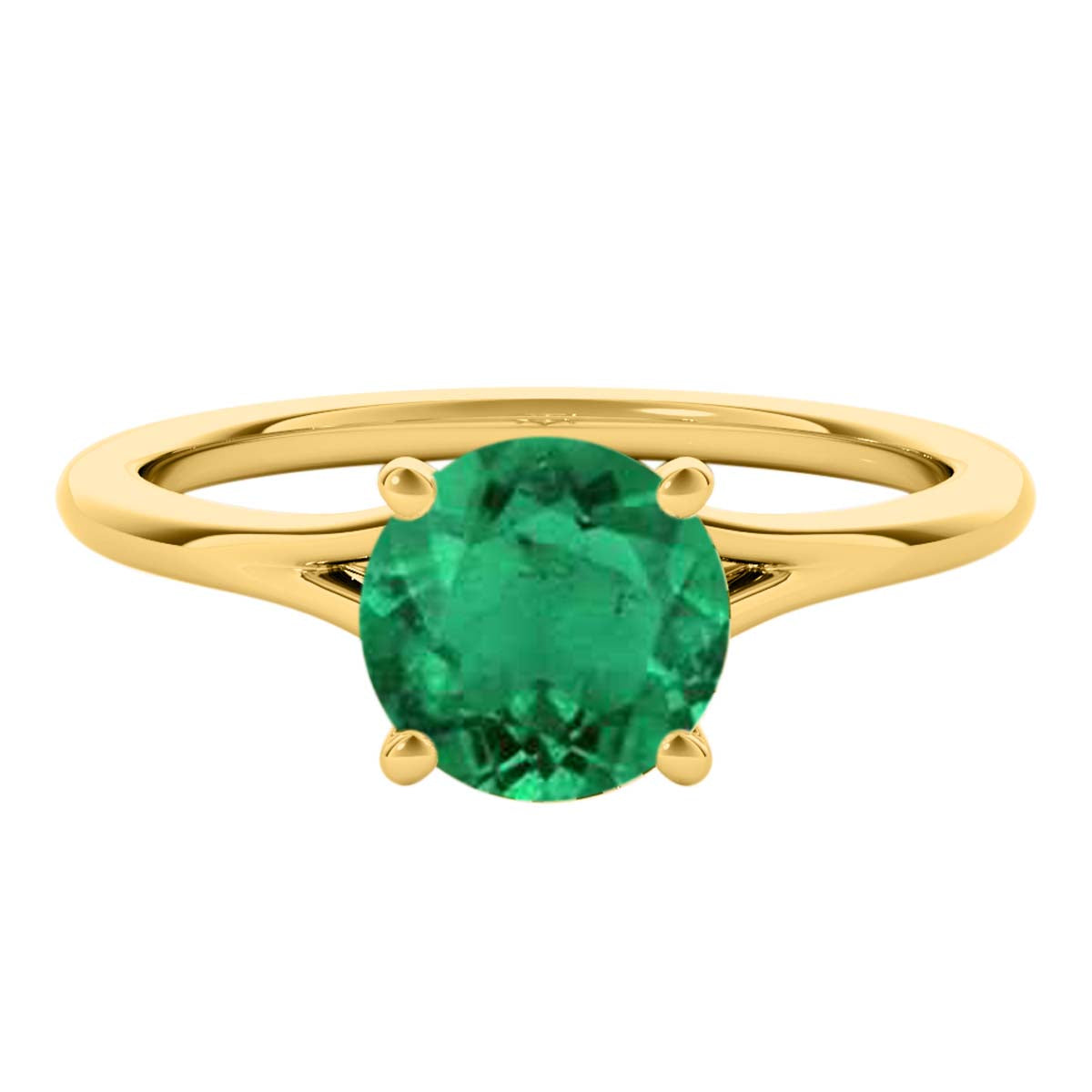 Mauli Jewels 1.00 Carat Round Shape Emerald Gemstone Prong Set Ring in 10K Rose, White, and Yellow Gold