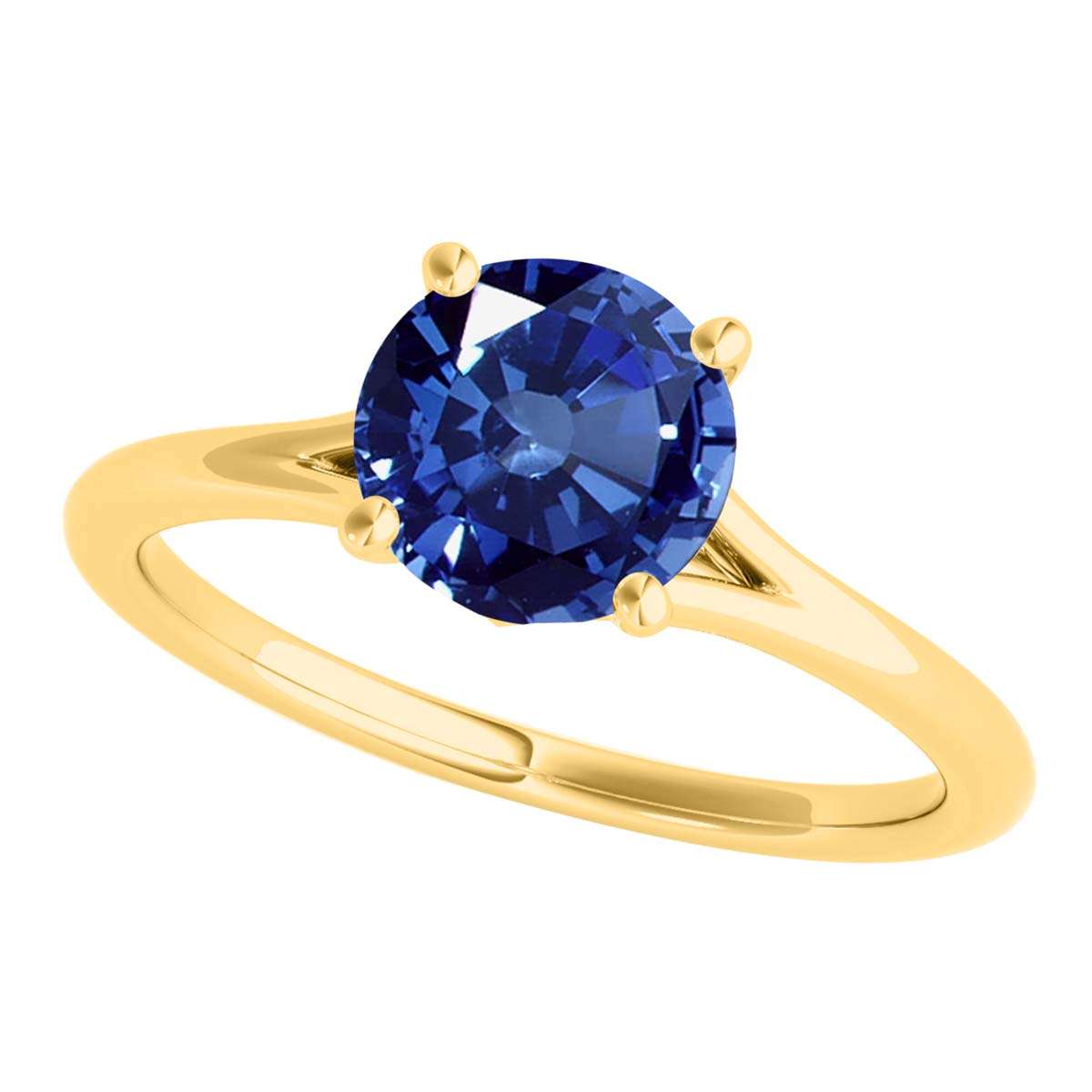 Mauli Jewels 1.00 Carat Round Shape Sapphire Gemstone Prong Set Ring in 10K Rose, White, and Yellow Gold