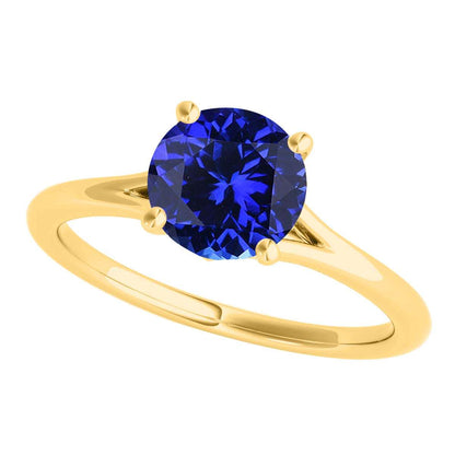 Mauli Jewels 1.00 Carat Round Shape Tanzanite Gemstone Prong Set Ring in 10K Rose, White, and Yellow Gold