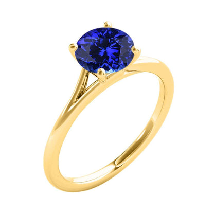 Mauli Jewels 1.00 Carat Round Shape Tanzanite Gemstone Prong Set Ring in 10K Rose, White, and Yellow Gold