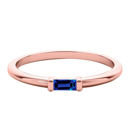 Mauli Jewels 0.15 Carat Baguette Cut Tanzanite Gemstone Prong Set Ring in 10K Rose, White, and Yellow Gold