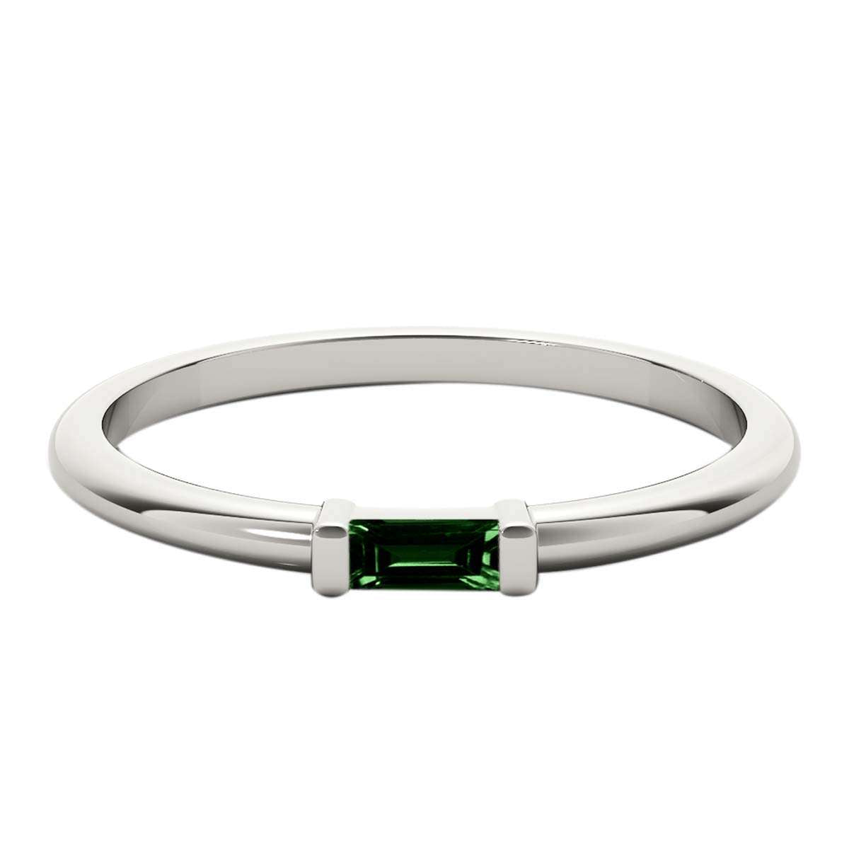 Mauli Jewels 0.15 Carat Baguette Cut Emerald Gemstone Prong Set Ring in 10K Rose, White, and Yellow Gold