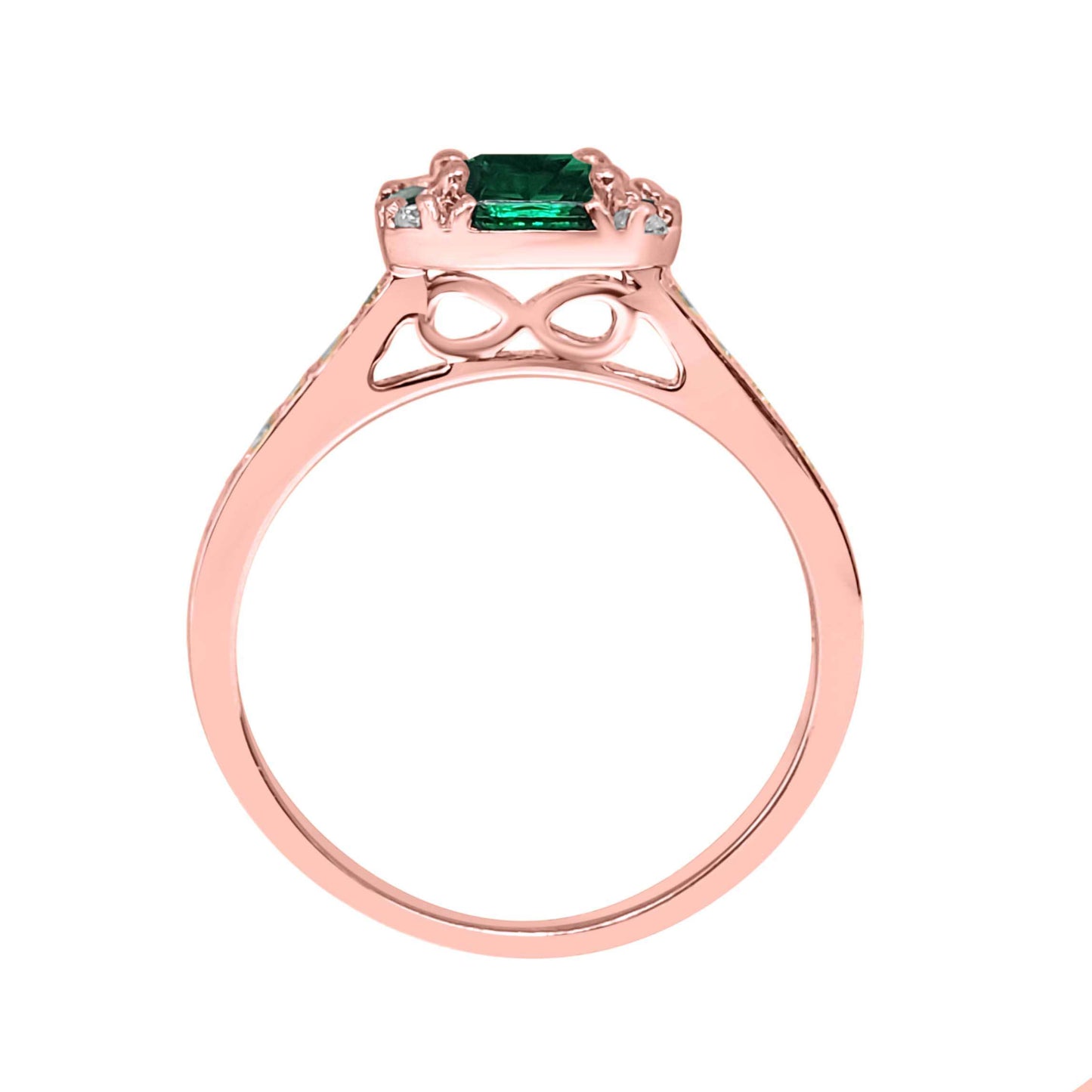 1.50 Carat Prong Set Natural Diamond & Baguette/Princess Cut Emerald Gemstone Ring in 14K Rose, White, and Yellow Gold Mauli Jewels