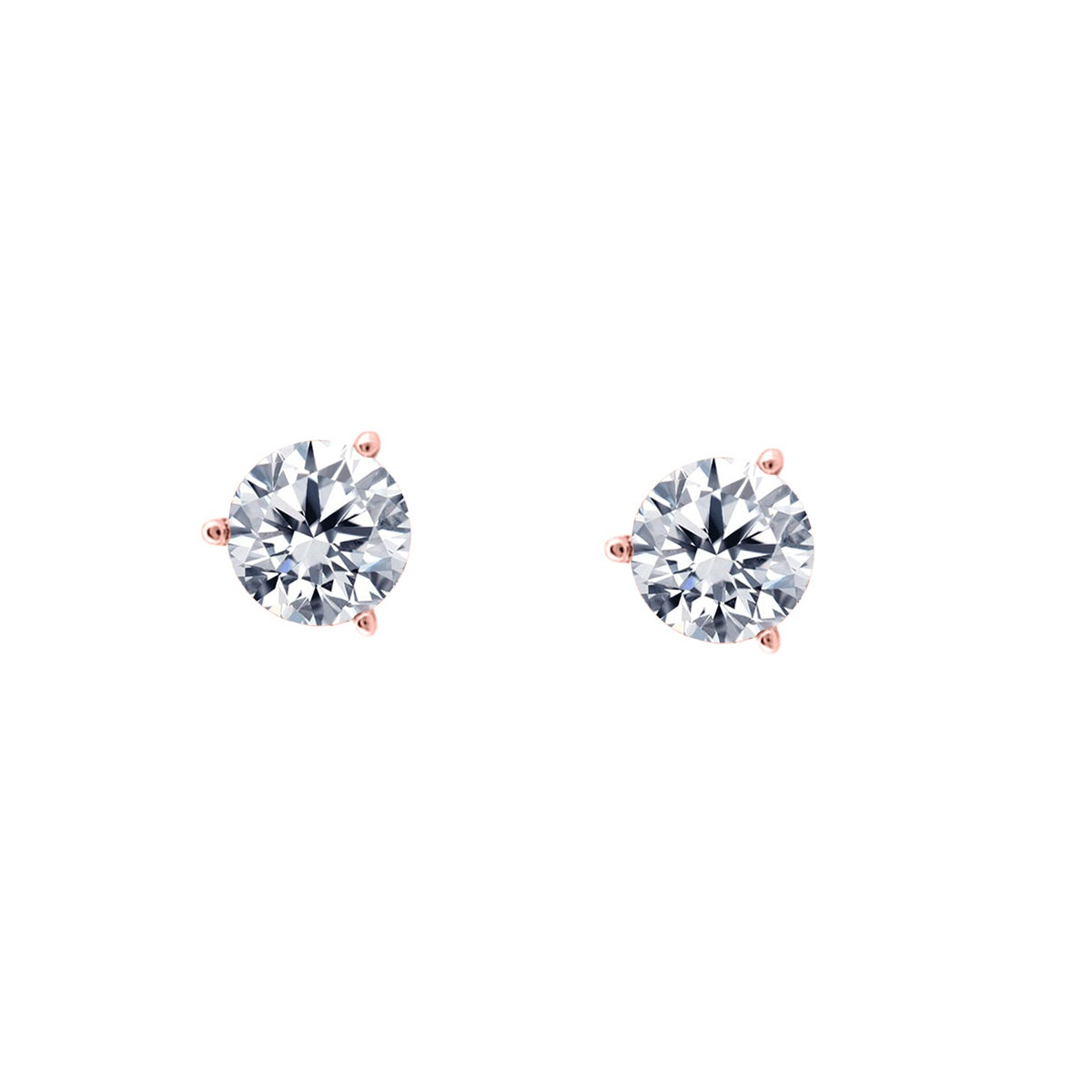 0.20 Carat 3 Prong Set Martini Stud Earrings For Women in 14K Rose White & Yellow Gold With Secure Push Back