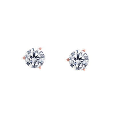 0.20 Carat 3 Prong Set Martini Stud Earrings For Women in 14K Rose White & Yellow Gold With Secure Push Back