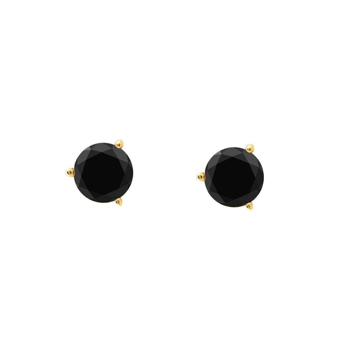 5.00 - 0.20 Carat Black Natural Diamond Martini Stud Earrings For Women In 14K Rose White & Yellow Gold