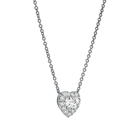 Mauli Jewels 0.75 Carat Heart Diamond Pendant Necklace for Women in 14K White Gold, E-F Color VS1 Clarity Elegant Jewelry Gift