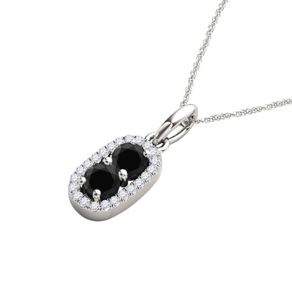 MauliJewels Women Necklace 1.25 Carat Beautiful Two Stone Black Diamond Pendant 14K Yellow Rose & White Gold With 18'' Box Chain Jewelry