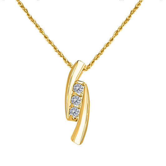 0.25 Carat Diamond Three Stone Prong Set Pendant Necklace for Women In 14K Rose White & Yellow Gold With 18" Box Chain