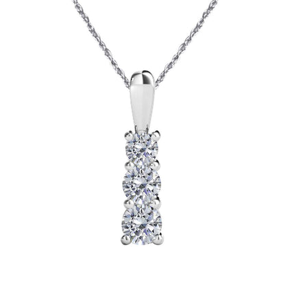 0.35 Carat Natural Diamond 3 Stone Prong Set Pendant Necklace For Women in 14K Rose White & Yellow Gold With 18" Chain