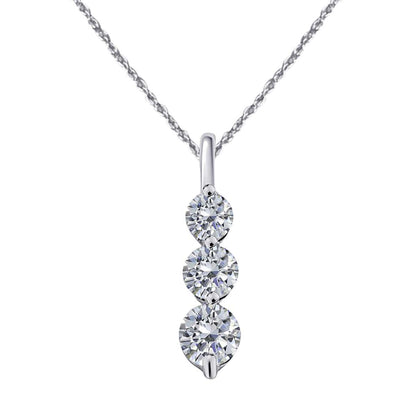 0.25 Carat Diamond Three-Stone Pendant 4 prong 14K Yellow/ Rose & White Gold With 18'' Chain Necklace