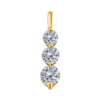 MAULIJEWELS 0.25 Carat Diamond Three Stone Necklace Pendant for Women In 10K White Rose & Yellow Gold With 18" Box Chain