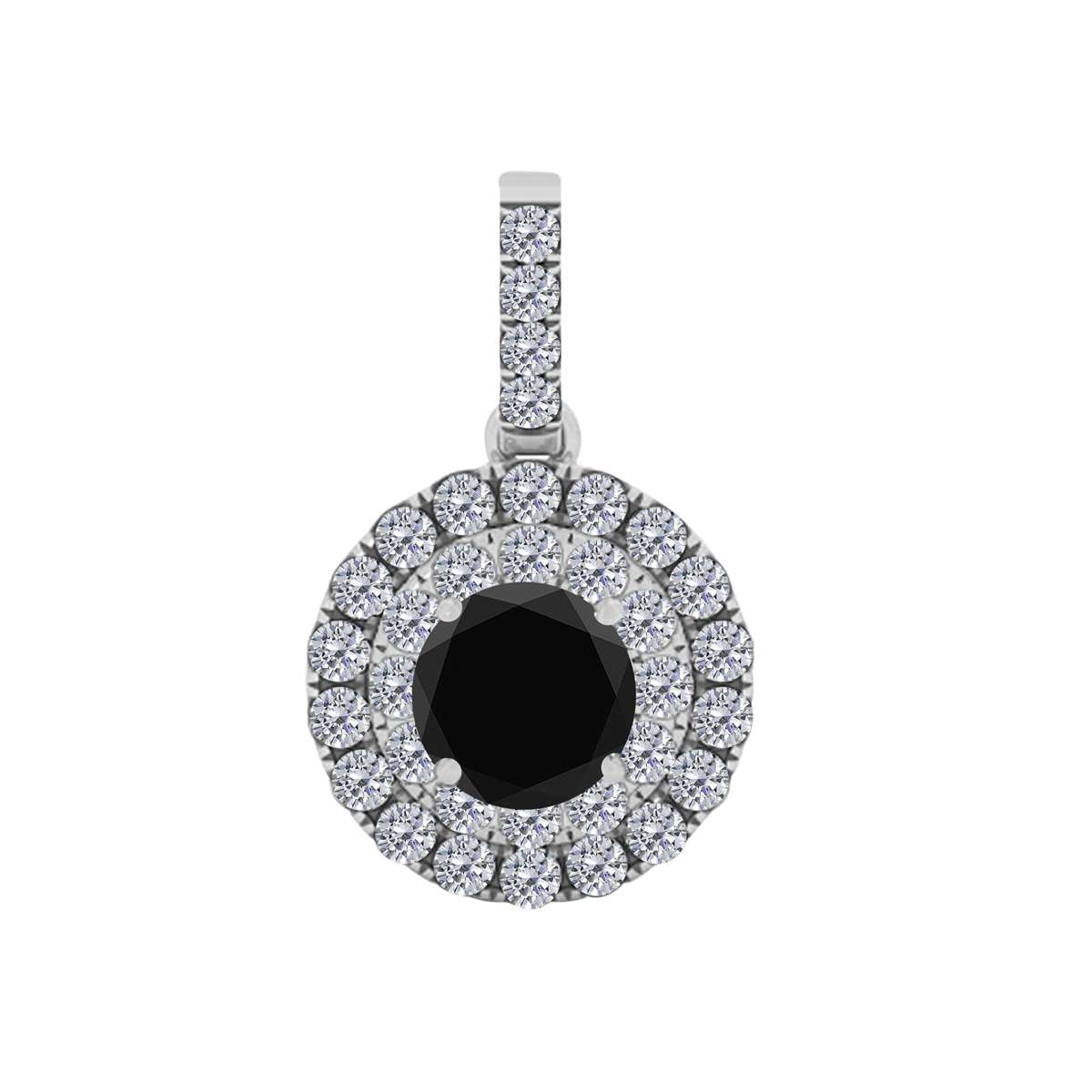 0.75 Carat Black And White Diamond Pendant Necklace for Women In 14K White Rose & Yellow Gold With 18" Box Chain