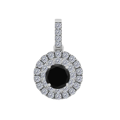 0.75 Carat Black And White Diamond Pendant Necklace for Women In 14K White Rose & Yellow Gold With 18" Box Chain Mauli Jewels