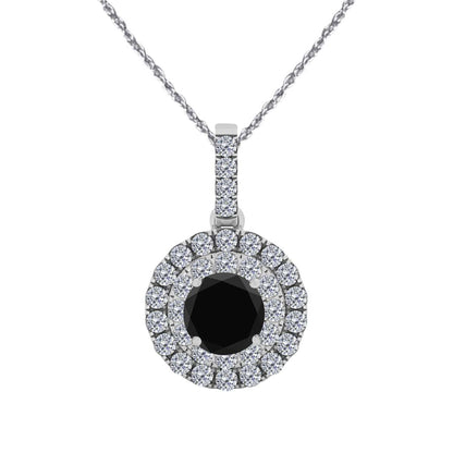 0.75 Carat Black And White Diamond Pendant Necklace for Women In 14K White Rose & Yellow Gold With 18" Box Chain Mauli Jewels