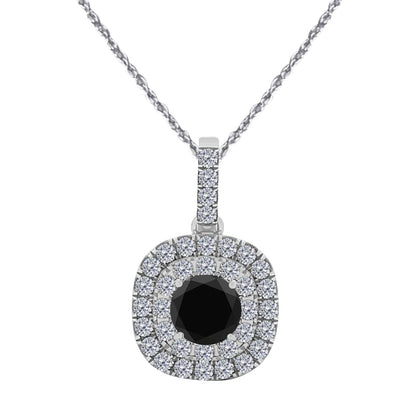 1.06 Carat Black And White Halo Diamond Pendant Necklace for Women In 10K Rose White & Yellow Gold With 18" Box Chain