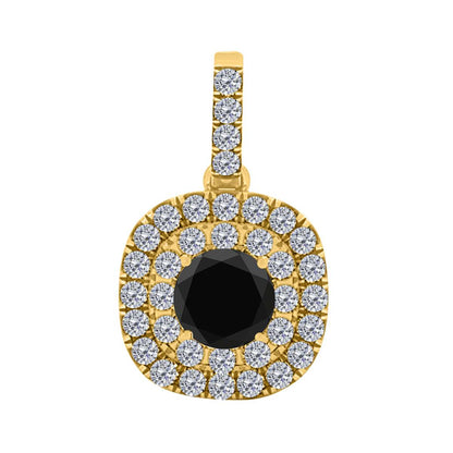 1.06 Carat Black And White Halo Diamond Pendant Necklace for Women In 10K Rose White & Yellow Gold With 18" Box Chain