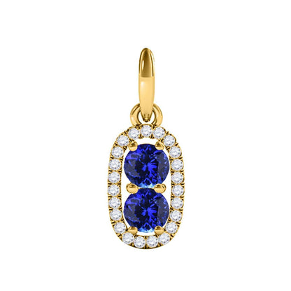 1.15 Carat Beautiful Two Stone Diamond Tanzanite Necklace Pendant In 14K Rose/ White & Yellow Gold With 18'' Chain Jewelry Collection