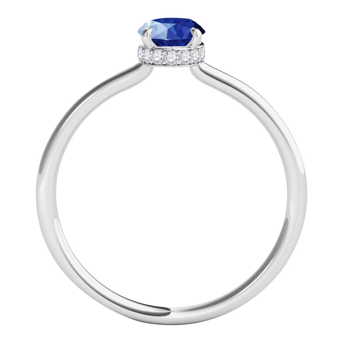 1.0 Carat 7x5mm Lab-Created Sapphire & Natural Diamond Gemstone Ring in 14K White, Rose, and Yellow Gold Mauli Jewels