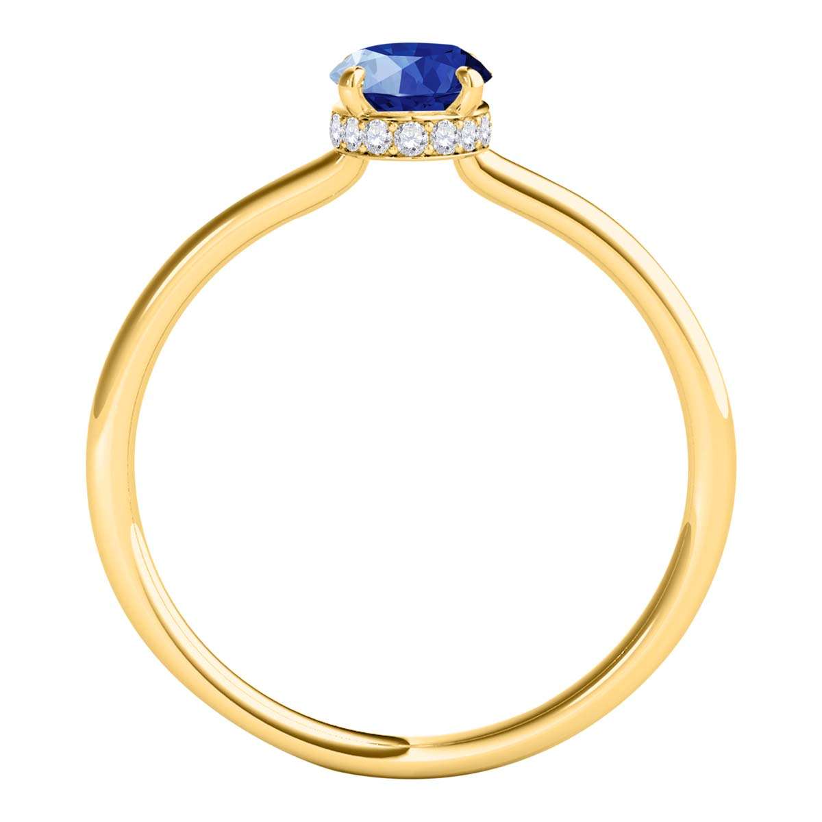 1.0 Carat 7x5mm Lab-Created Sapphire & Natural Diamond Gemstone Ring in 14K White, Rose, and Yellow Gold Mauli Jewels