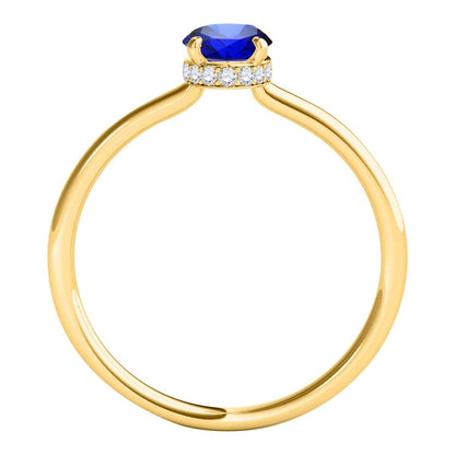 1.0 Carat 7x5mm Lab Created Tanzanite & Natural Diamond Gemstone Ring In 14K White Rose Yellow Gold