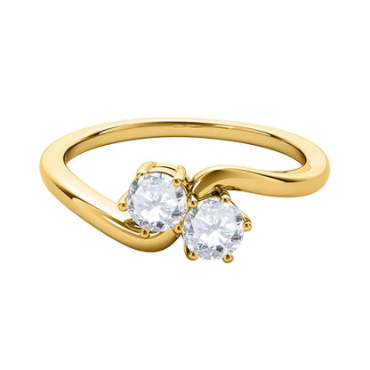 MauliJewels 1/4 Ct Two Stone Brilliant Cut Diamond Wedding Ring In14K White Rose Yellow Gold