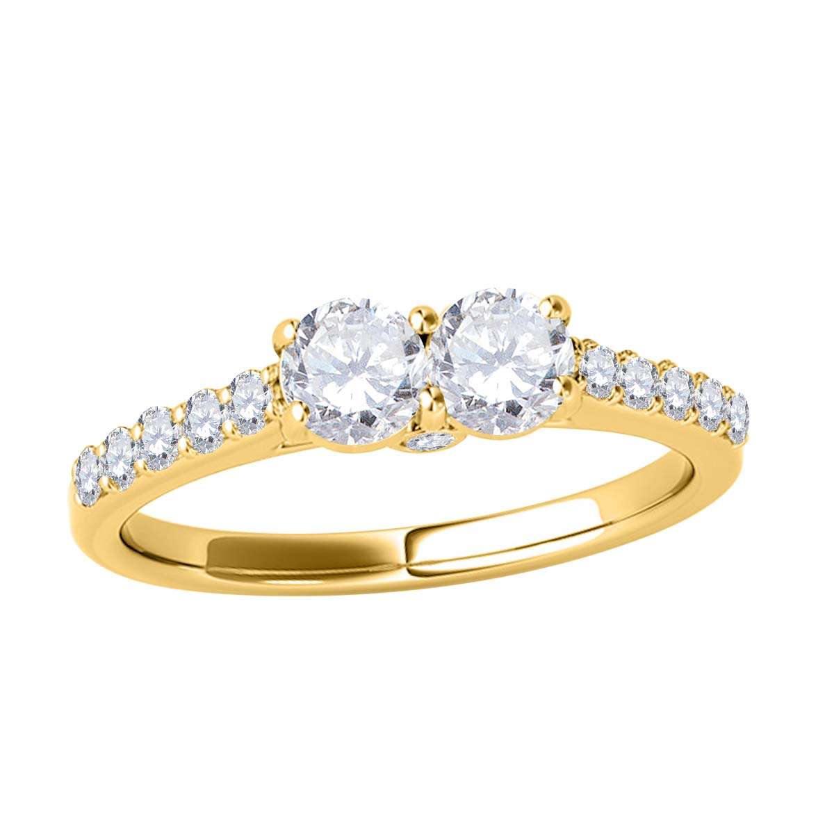 MauliJewels 3/4 Carat Two Stone Brilliant Cut Diamond Wedding Ring 14K Rose, White And Yellow Gold