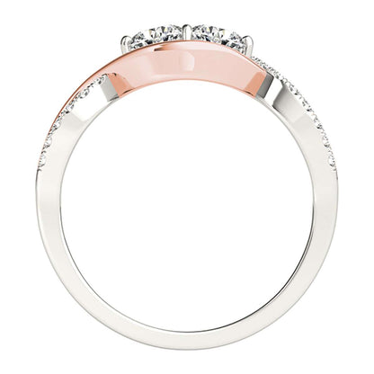 MauliJewels 0.35 Carat Two-Stone Diamond Wedding Engagement Ring In 14K Rose And White Gold