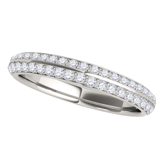 MauliJewels 1/4 Carat Round Lab Grown Diamond Wedding Band for Women, 10K White or Yellow Gold, 46-Stone Prong Set Stackable Anniversary Ring