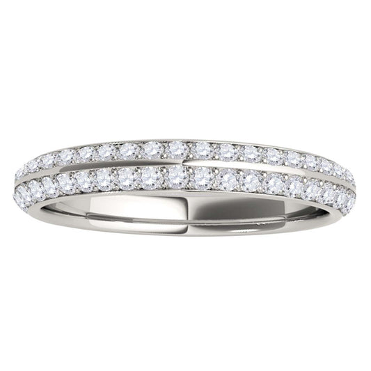 MauliJewels 1/4 Carat Round Lab Grown Diamond Wedding Band for Women, 10K White or Yellow Gold, 46-Stone Prong Set Stackable Anniversary Ring - Mauli Jewels