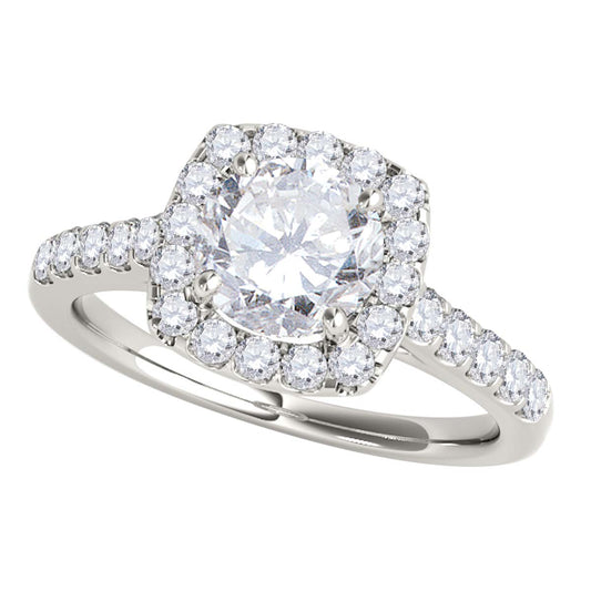 MauliJewels 1 Carat Lab Grown Diamond Halo Engagement Ring, 10K Gold, 0.50 Carat Center with 26 Side Diamonds, 10K White or Yellow Gold, E-F Color, VVS1 Clarity, 4-Prong Halo Setting