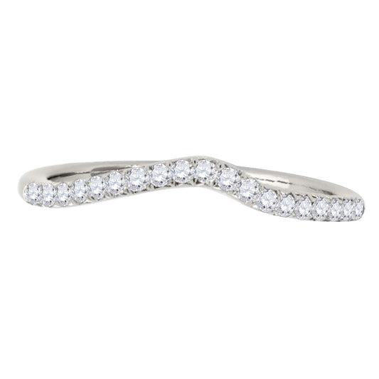 MauliJewels 0.25 Carat Lab Grown Diamond Curvy Wedding Band, 20 Round Lab Grown Diamonds, 0.25 Carat Total, E-F Color, VVS1 Clarity, 10K White or Yellow Gold, Curvy Prong-Set Design