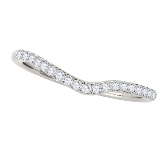 MauliJewels 0.25 Carat Lab Grown Diamond Curvy Wedding Band, 20 Round Lab Grown Diamonds, 0.25 Carat Total, E-F Color, VVS1 Clarity, 10K White or Yellow Gold, Curvy Prong-Set Design