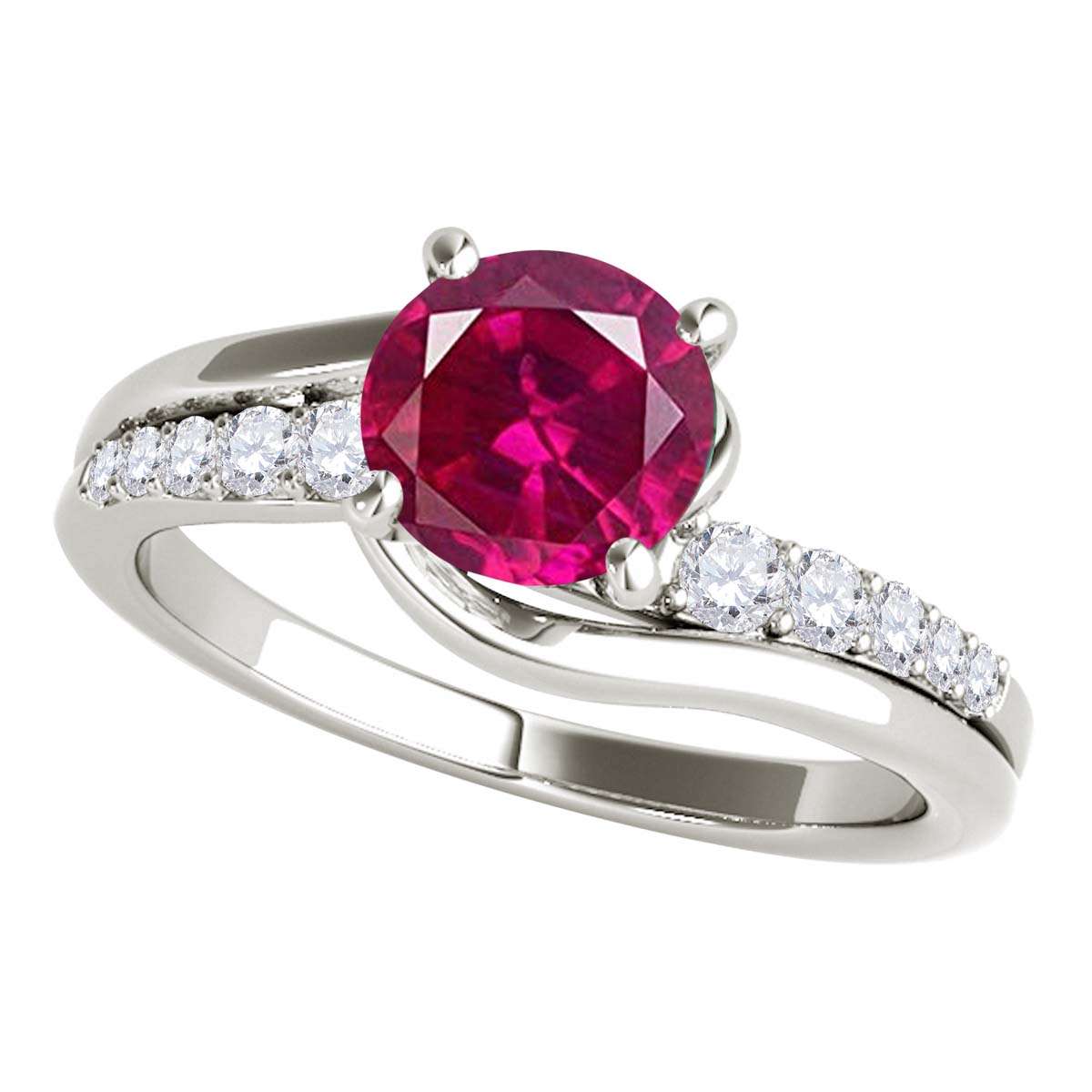 MauliJewels 1.15 Carat Ruby And Diamond Engagement Ring Crafted 4 Prong-Set 14K Solid Rose, White & Yellow Gold