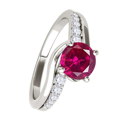 MauliJewels 1.15 Carat Ruby And Diamond Engagement Ring Crafted 4 Prong-Set 14K Solid Rose, White & Yellow Gold