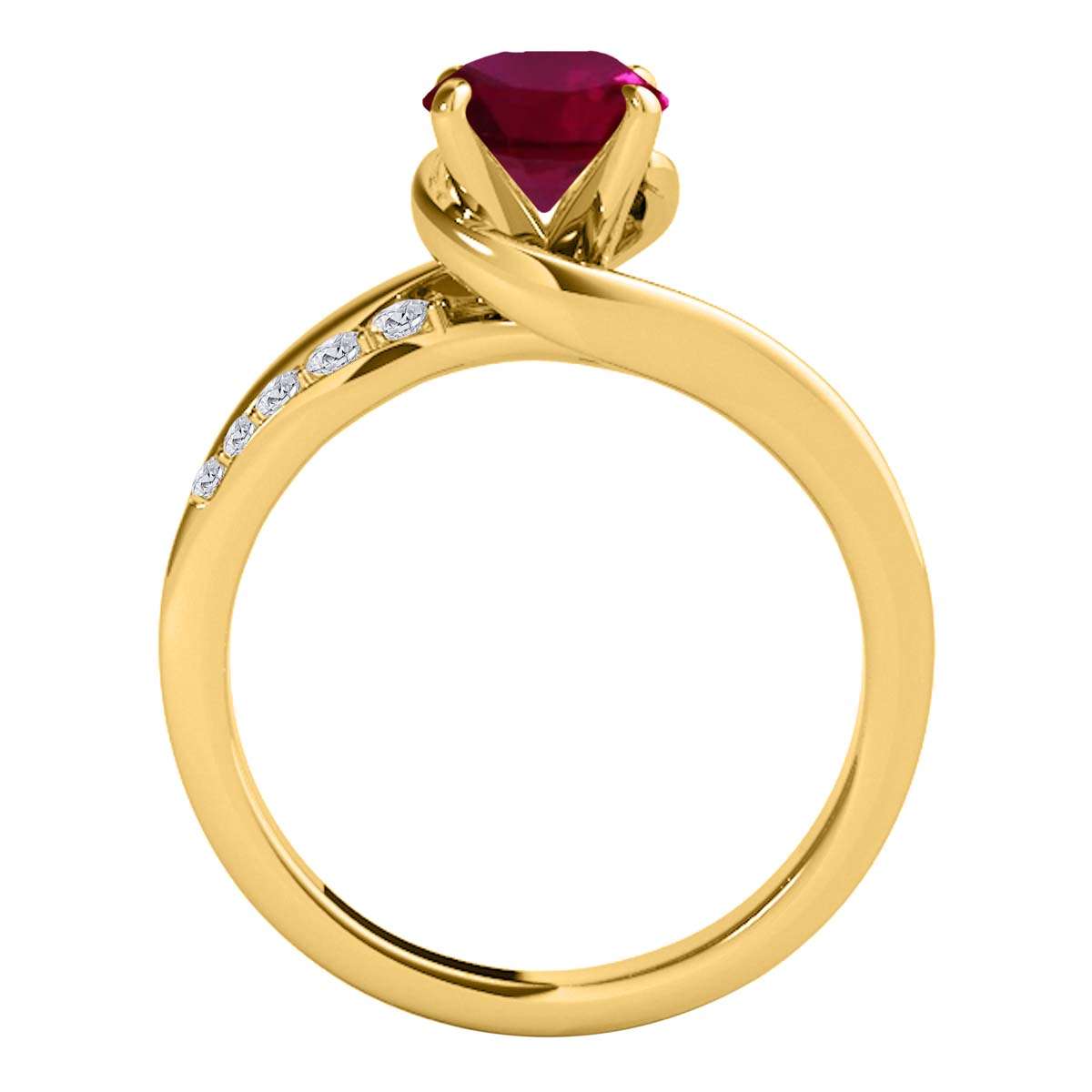 MauliJewels 1.15 Carat Ruby And Diamond Engagement Ring Crafted 4 Prong-Set 14K Solid Rose, White & Yellow Gold