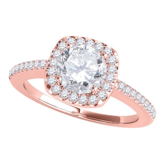 Mauli Jewels 0.75 CT Halo Natural Diamond Engagement Ring, Round Cut 4-Prong Setting, 14K Rose White & Yellow Gold Bridal Ring for Women